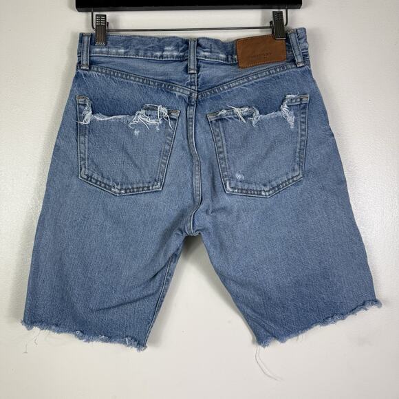 Moussy Cut Off Shorts Size 27 Blue Denim High Rise Button Fly Inseam 9” Japan - Picture 6 of 13